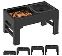 ikuso 2-in-1 Elevated Slow Feeder Dog Bowls 4 Height Adjustable Raised Bowls with No Spill Water Bowl and Non-Skid Silicone Mat Non-Toxic,Mess Proof,Non-Tip，Protect Dog Spine