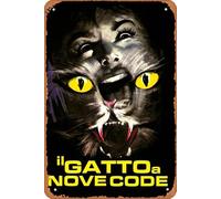 Il gatto a nove code 1971 Metal Retro Tin Sign Wall Decoration 12 x 8 inches Movie Poster Vintage Look
