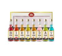 IL GUSTO Birthday Vodka Tasting Gift Set - Unique Gift for Vodka Gift for Him & Her | 8 Flavours Arranged to Spell “Happy Birthday” | Premium Miniature Glass Bottles | Pack of 8 | Wooden Box