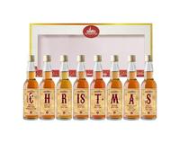 IL GUSTO Christmas Brandy Gift Set - Cognac XO VSOP Armagnac Calvados Italian Spanish Red Cherry Grappa - Arranged to Spell "Merry Christmas" - Premium Xmas Brandy Gift for Connoisseurs (Pack of 8)