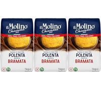 il Molino Chiavazza Coarse Cornmeal Polenta - Polenta Rustica Bramata 1kg - Pack of 3 | Made with 100% Italian Corn | Vegan & Gluten-Free