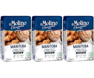 il Molino Chiavazza Type 0 Manitoba Flour 1kg - Pack of 3 | Italian High-Protein, Soft Wheat Flour for Bread, Pizza & Pastry | Ideal for Artisan Baking & Long Fermentation