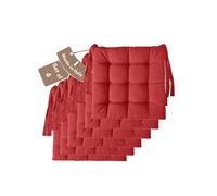 Il Tuo Artigiano Design Set of 4 or 6 Cushions for Kitchen Chairs, Made in Italy, Kitchen Chair Cushions, Set of 6, 40 x 40 cm, Thickness 6 cm, Sponge and Soft Acrylic Padding (6, Red)