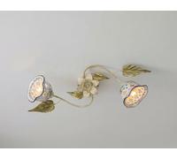 ILAB Ceiling Light 2 Lights Nadia Collection Ceramic Sicilian Flowers, Mounts 2 Bulbs E14 Small Fitting Max 40w,Width: 66cm, Height: 35cm, Depth: 20cm,Ceramic Ceiling Light 2 Lights