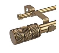 ILAISIHOME 1-1/8 Inch Diameter Antique Gold Curtain Rods with Knurl Design Finial, 36-72 inch Telescoping Double Curtain Rods for window width 24-68 inch, 1 pack