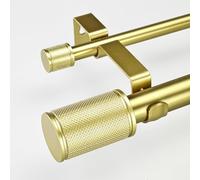 ILAISIHOME 1-1/8 Inch Diameter Gold Curtain Rods with Knurl-look Finial, 36-72'' Telescoping Double Curtain Rods for window width 24-68 inch, 1 pack