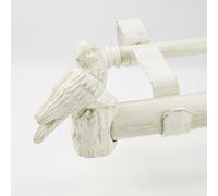 ILAISIHOME 1-1/8 Inch Diameter Weathered White Curtain Rod with Bird Design Finials, 72-144'' Telescoping Double Curtain Rods for window width 68-140 inch, Drapery Rods for Bedroom,Living Room