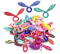 ILamourCar 100 Pieces Hair Ties, Elastic Hairbands Ponytail Holders Hair Tie, Baby Hair Bands, Bunny Ears Hair Tie for Girls and Little Girls Baby Kids, Multi-colored