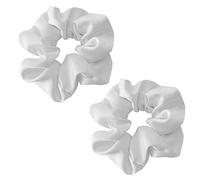 ILamourCar 2 PCS Large Hair Scrunchies, Elastic Soft Hair Ties Scrunchy Hair Bands Ponytail Women Girls Lady Children (White)