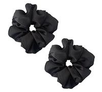 ILamourCar Black Scrunchies for Hair, Large Hair Scrunchies, Elastic Soft Hair Ties Scrunchy Hair Bands Ponytail Women Girls Lady Children (2xBlack)