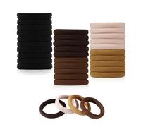 ILamourCar Hair Bands For Women, 50 Pack Soft Hair Ties No Damage, Seamless Hairbands for Thick Curly Hair, Ponytail Holders Hair Accessories for Women (Natural Colour)