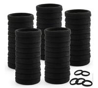 ILamourCar Hair Bands for Women, 50 Pcs Thick Seamless Hair Ties No Damage, Black Hair Bobbles for Women Men Girl, Strong Elastic Ponytail Holders Hair Accessories (Black)