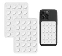 iLamvie Pack of 2 Silicone Suction Cups for All Mobile Phone Models, Non-Slip Mobile Phone Holder for Selfies and Videos, Hands-Free, Durable and Easy to Use (2 White)