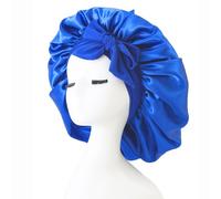 iLamvie Silk Bonnet, Adjustable Satin Hair Cap, Soft And Comfortable Silk Sleep Cap (Blue)