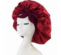 iLamvie Silk Bonnet,Adjustable Silk & Satin Sleep Bonnet,Bonnet with tie,for Curly Hair,Hair Bonnet with Tie Band for Curly Hair Braid(red)