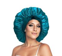 iLamvie Silk Bonnet,Adjustable Silk & Satin Sleep Bonnet,Hair Bonnet,For Sleeping,Curly Hair Braid,Soft And Comfortable Silk Sleep Cap(Kong Blue)