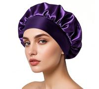 iLamvie Silk Bonnet,Satin Bonnet,Hair Bonnet For Sleeping,Bonnet,Soft And Comfortable Silk Sleep Cap(Deep purple)
