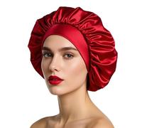 iLamvie Silk Cap Curly Hair, Silk Bonnet, Elastic Satin Sleep Cap for Sleeping, Women's Satin Night Hat for Women Girl(Red)