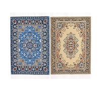 iLAND Dolls House Accessories Victorian Carpet for Dolls House Furniture on 1/12 Scale and 3” - 12” Dolls, Woven Dolls House Rugs 6” x 4” (2pcs Brilliance)
