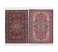 iLAND Dolls House Accessories Victorian Carpet for Dolls House Furniture on 1/12 Scale and 3” - 12” Dolls, Woven Dolls House Rugs 6” x 4” (2pcs Love)