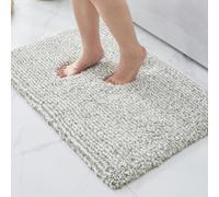 ILANGO Grey and White Bathroom Rugs 30" × 20" Non Slip & Super Absorbent Extra Thick Soft, Washable Bath Mat for Floor, Microfiber Plush Shaggy Bath Rug with Rubber for Bathtub Shower Room Sink