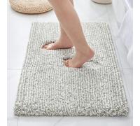 ILANGO Grey and White Bathroom Rugs 36" × 24" Non Slip & Super Absorbent Extra Thick Soft, Washable Bath Mat for Floor, Microfiber Plush Shaggy Bath Rug with Rubber for Bathtub Shower Room Sink