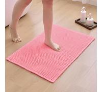 ILANGO Upgraded Waffle Bath Mat,Super Absorbent Boho Non Slip Bathroom Rugs Quick Dry,Ultra Soft Machine Washable Mats with Tassels for Floor,20x32,Pink