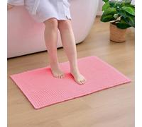 ILANGO Upgraded Waffle Bathroom Rugs,Super Absorbent Boho Non Slip Runner Bathroom Mats Quick Dry,Ultra Soft Machine Washable Mat with Tassels for Hallway,24x48,Pink
