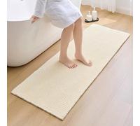 ILANGO Upgraded Waffle Bathroom Runner Rugs,Super Absorbent Boho Non Slip Bathroom Mats Quick Dry,Ultra Soft Machine Washable Mat with Tassels for Hallway,24x72,Cream White