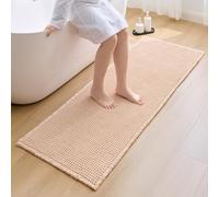 ILANGO Upgraded Waffle Bathroom Runner Rugs,Super Absorbent Boho Non Slip Bathroom Mats Quick Dry,Ultra Soft Machine Washable Mat with Tassels for Hallway,24x72,Beige