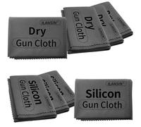 ILANSIN Universal Gun Cleaning Supplies - 4 Pack Dry Gun Cloths+ 4 Pack Silicon Cloths,Technology Microfiber -12"X12" Large Size-lint Free-Reusable Gun Cleaning Pad for Firearm,Individually Packaged
