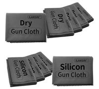 ILANSIN Universal Gun Cleaning Supplies - 5 Pack Dry Gun Cloths+ 5 Pack Silicon Cloths,Technology Microfiber -12"X12" Large Size-lint Free-Reusable Gun Cleaning Pad for Firearm,Individually Packaged