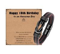 ilasif 10th 13th 16th 18th Birthday Gifts for Men Teen Boys, Brown Braided Leather Bracelet Engraved Love Forever, Birthday Graduation Jewelry Gifts for Son Grandson Husband Brother Nephew