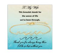 ilasif 18k Gold Wave Bracelet for Women with Blue Cubic Zirconia, Gift for Mom Sister Daughter Bestie Wife, Present for Birthday Mother's Day (To My Wife)