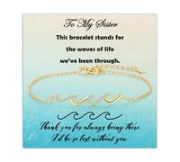 ilasif 18k Gold Wave Bracelet for Women with Blue Cubic Zirconia, Gift for Mom Sister Daughter Bestie Wife, Present for Birthday Mother's Day (To My Sister)