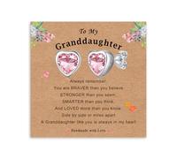 ilasif 925 Silver Pink Zircon Stud Earrings for Girls, Hypoallergenic Tiny Cute Heart Silver Stud Earrings, Birthday Christmas Gifts for Daughter Granddaughter Kids Toddlers Teen