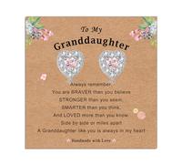 ilasif 925 Silver Stud Earrings for Girls, Hypoallergenic 6mm Small Pink Cubic Zirconia Heart Earrings, Birthday Christmas Gifts for Daughter Granddaughter Kids Toddlers Teen (To My Granddaughter)