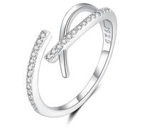 ilasif 925 Sterling Silver Plated Eternity Open Ring, Silver/Gold Cubic Zirconia Infinity Love Thumb Ring Jewelry Gift for Women Anniversary Birthday Wedding Engagement