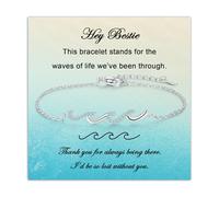 ilasif Best Friend Bracelet Gifts for Women Girls, Adjustable 925 Silver Wave Bracelet with Blue Cubic Zirconia, Birthday Christmas Jewellery Gifts for Friends Bestie (Hey Bestie)