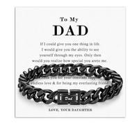 ilasif Engraved Black Chain Bracelet Gifts for Men Boys, Dad Son Husband Boyfriend Gifts, Present for Birthday Fathers Day Valentines Graduation Christmas