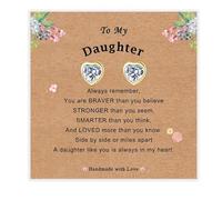 ilasif Gold Heart Stud Earrings for Girls, Hypoallergenic Tiny Cute Gold Plated Heart Earrings with Cubic Zirconia, Birthday Jewellery Gift for Daughter Granddaughter Kid Teen (To My Daughter)