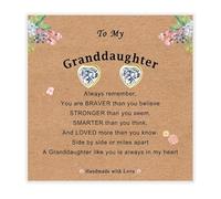 ilasif Gold Stud Earrings for Girls, Hypoallergenic Tiny Cute Gold Plated Heart Cubic Zirconia Earrings, Birthday Christmas Gifts for Daughter Granddaughter Kid Teen (To My Granddaughter)