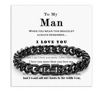 ilasif To My Son/Dad/Husband/Man Gifts Engraved Bracelet for Men Boys, Silver Black Cuban Link Chain Bracelet, Birthday Christmas Jewellery Gifts for Son Dad Boyfriend Husband