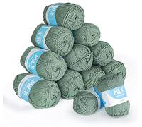 ilauke 12 Pack Double Knitting Yarn, Soft Acrylic Crochet Yarn for Knitting, Durable Balls of Chunky Yarn for Crochet, Ideal for Yarn Projects Handcrafts, 600g,1200M (Green)