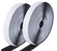 ilauke 15M×20mm Hook and Loop Tape, Self Adhesive Tape Heavy Duty Reusable Double Sided Sticky Back Fastening Strips, Black Sticky Tape for Carpet, Curtains and Mosquito Net