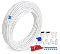 ilauke 15M Water Supply Pipe Tube and Fridge Connectors Kit, Refrigerator Water Hose Connection Kit, Refrigerator Hoses, for European Style Double Fridge Refrigerator(1/4" Pipe)