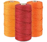 ilauke 3 Roll Macrame Cord 3mm x 100m, Natural Garden Twine Macrame Rope, Cotton Rope Craft String for Projects, Wall Hanging, Plant Hangers, 4-ply (Orange, Red, Yellow)