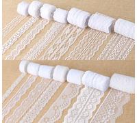 ilauke 46 Yards White Lace Ribbon 14 Rolls Vintage Lace Trims 0.6 to 2.1 inch Ribbon Lace with Assorted Pattern for Sewing, Crafts, Wedding Ribbon, Flower Ribbon, 3.28 Yards Each