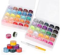 ilauke 50Pcs Bobbins Sewing Thread with Case, SizeA Class15 Prewound Sewing Bobbins for Sewing Machine, 50Colors Polyester Sewing Threads Compatible for Brother/Singer/Babylock/Janome Machine