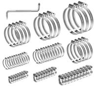 ilauke 60 Pcs Hose Clips Set, Adjustable 6-114mm Range Jubilee Clips Stainless Steel Hose Clamps 9 Sizes Pipe Clamp Assortment with Screwdriver for Hoses, Pipes, Automobile, Gas